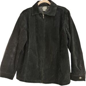 Chico's Black Leather Suede Jacket Size 3